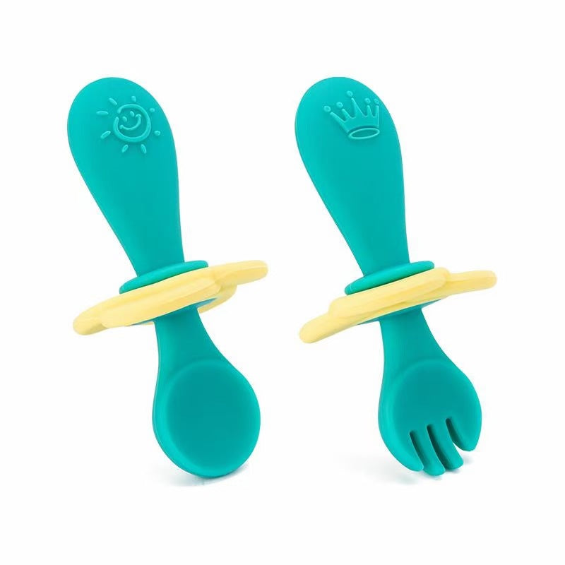 Children's Silicone Meal Feeding Fork and Spoon Set