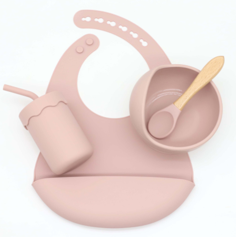 Baby Silicone Feeding Set with Suction Bowl and Spoon