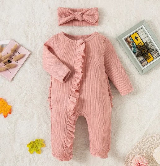 Baby Romper Zipper Lace