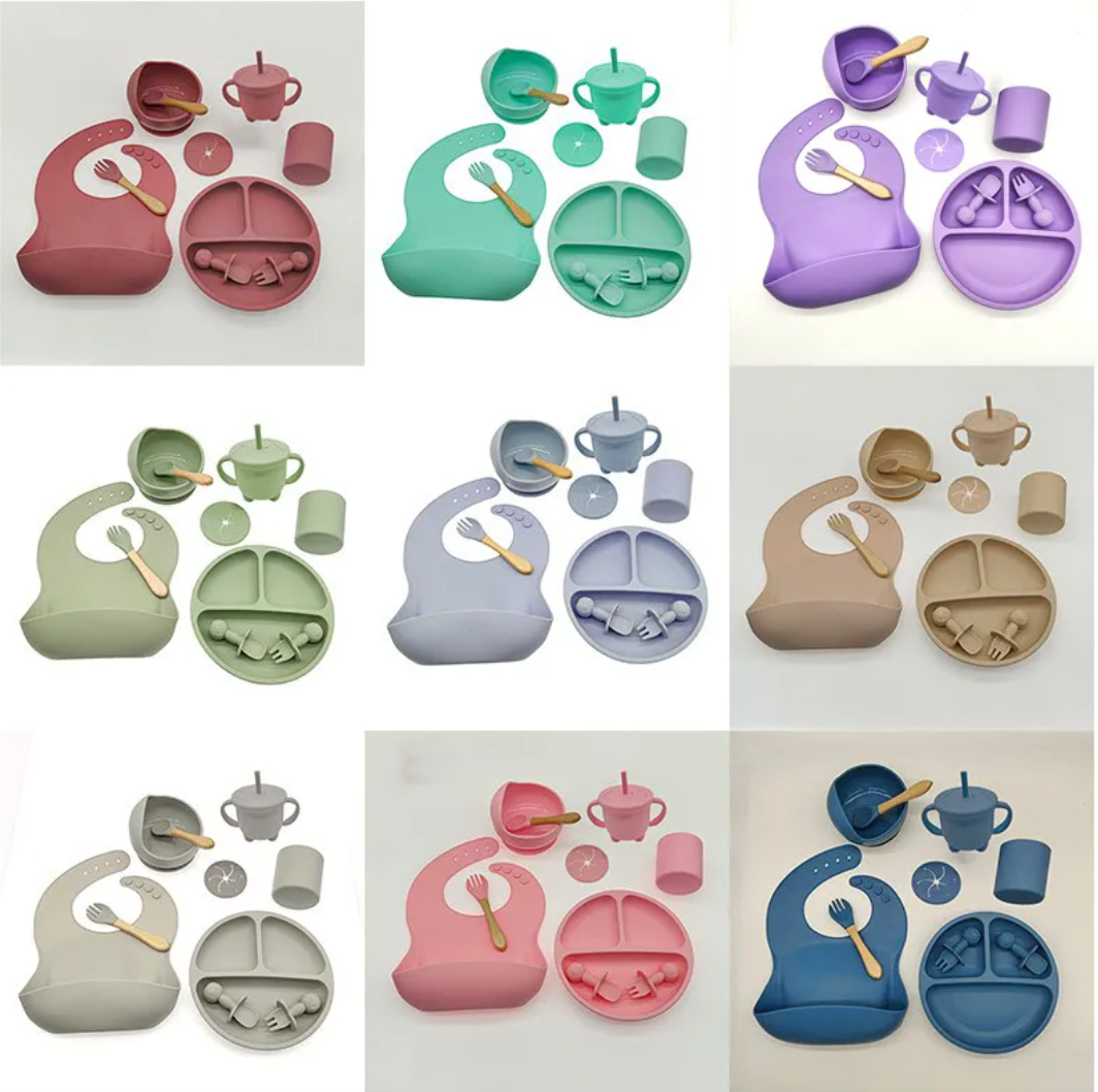 Baby Silicone Feeding Tableware 10 Piece Set