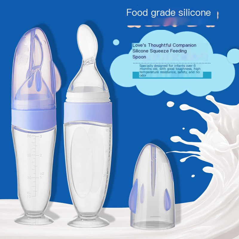 Silikon-Babyflasche mit Fütterlöffel