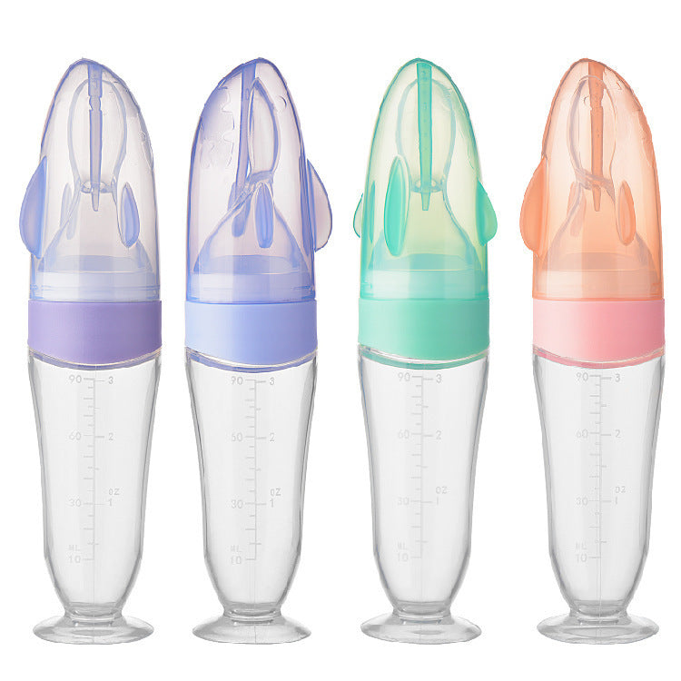Silikon-Babyflasche mit Fütterlöffel