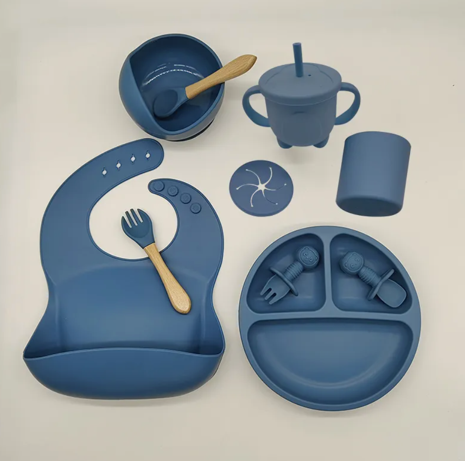 Baby Silicone Feeding Tableware 10 Piece Set