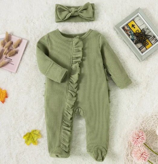 Baby Romper Zipper Lace