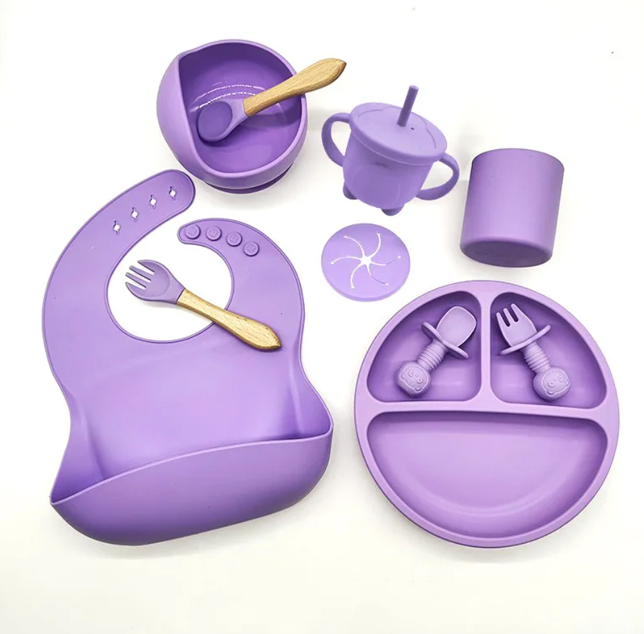 Baby Silicone Feeding Tableware 10 Piece Set