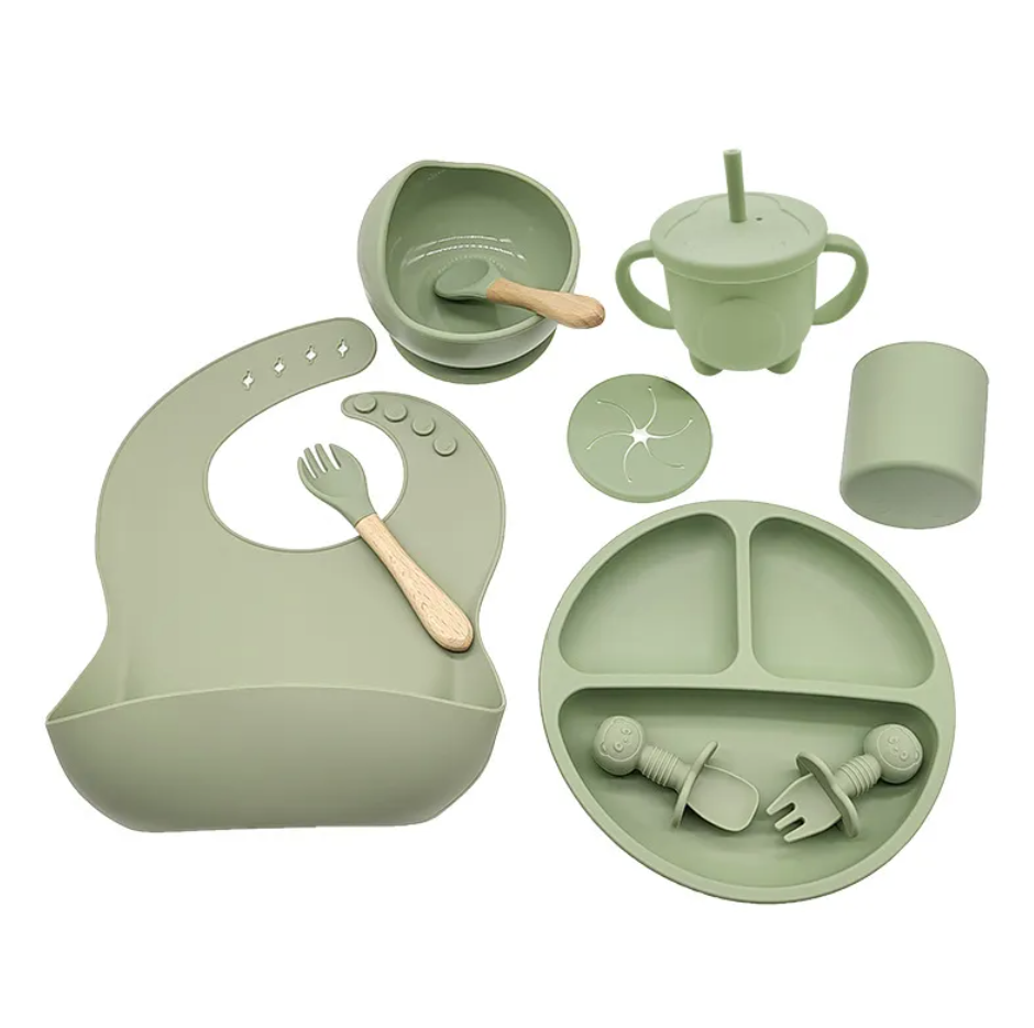 Baby Silicone Feeding Tableware 10 Piece Set