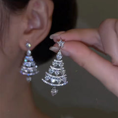Christmas Tree Rhinestone Earrings