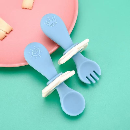 Children's Silicone Meal Feeding Fork and Spoon Set