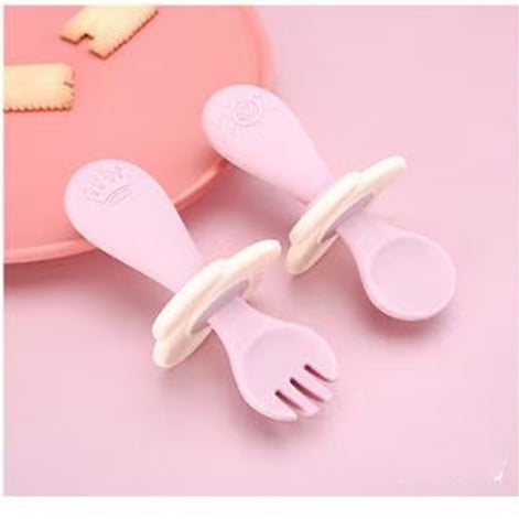 Children's Silicone Meal Feeding Fork and Spoon Set