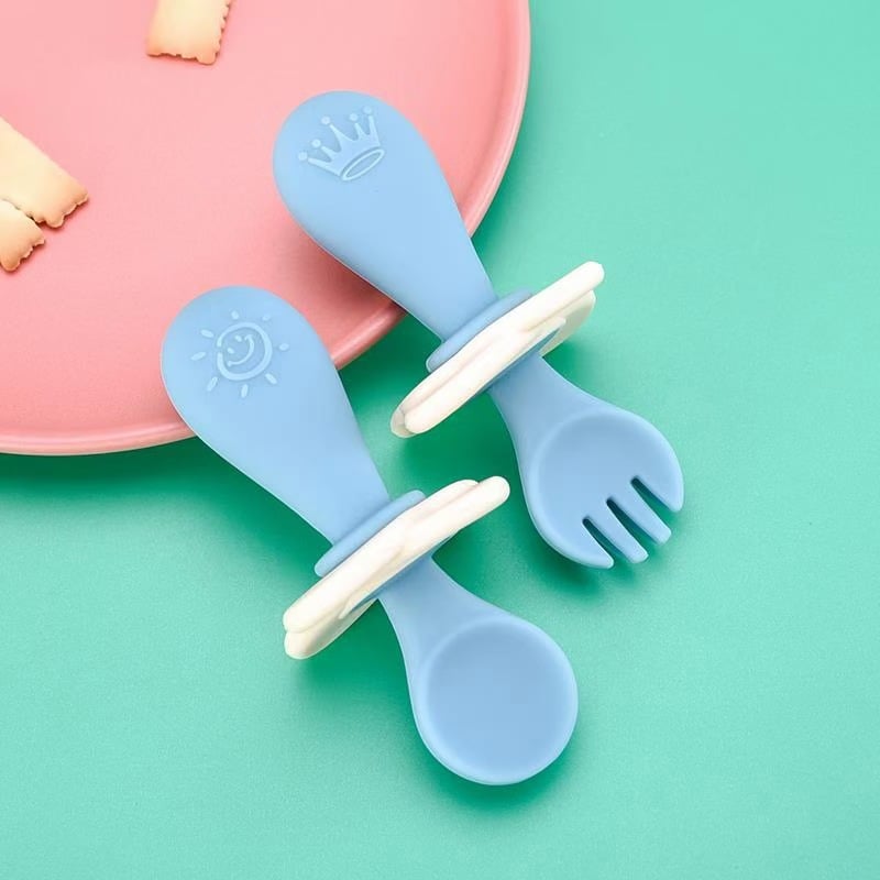 Children's Silicone Meal Feeding Fork and Spoon Set