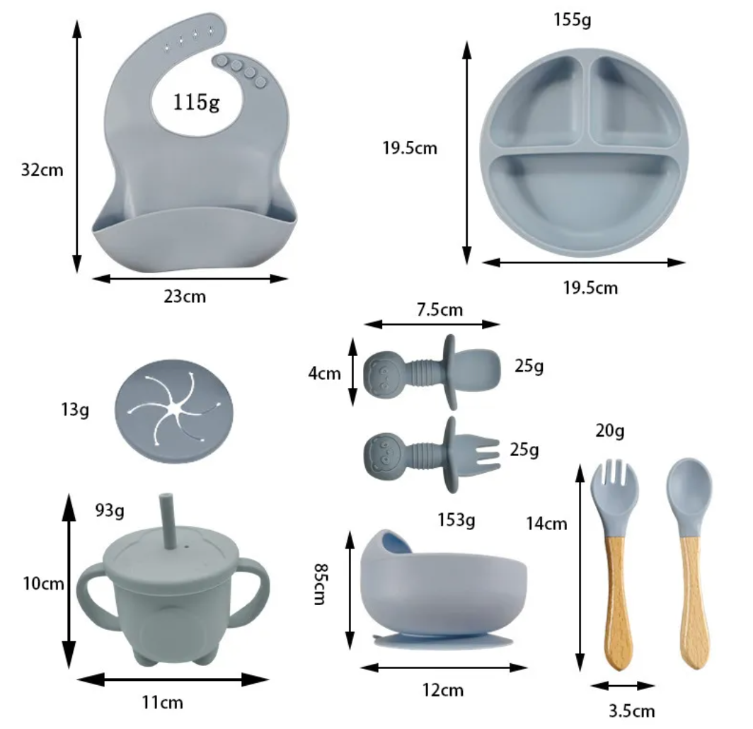 Baby Silicone Feeding Tableware 10 Piece Set