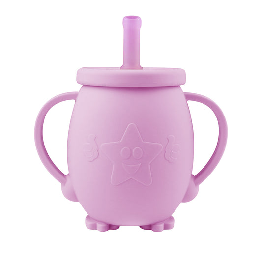 Silicone Baby Learning Drinking Cup with Straw and Lid