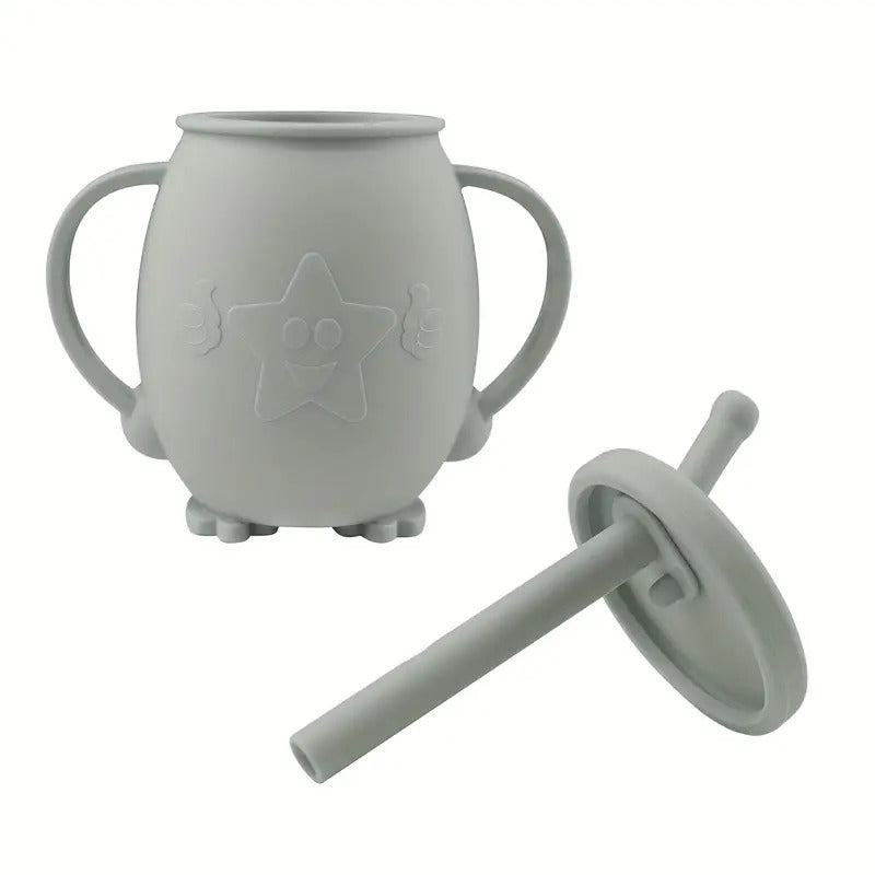 Silicone Baby Learning Drinking Cup with Straw and Lid