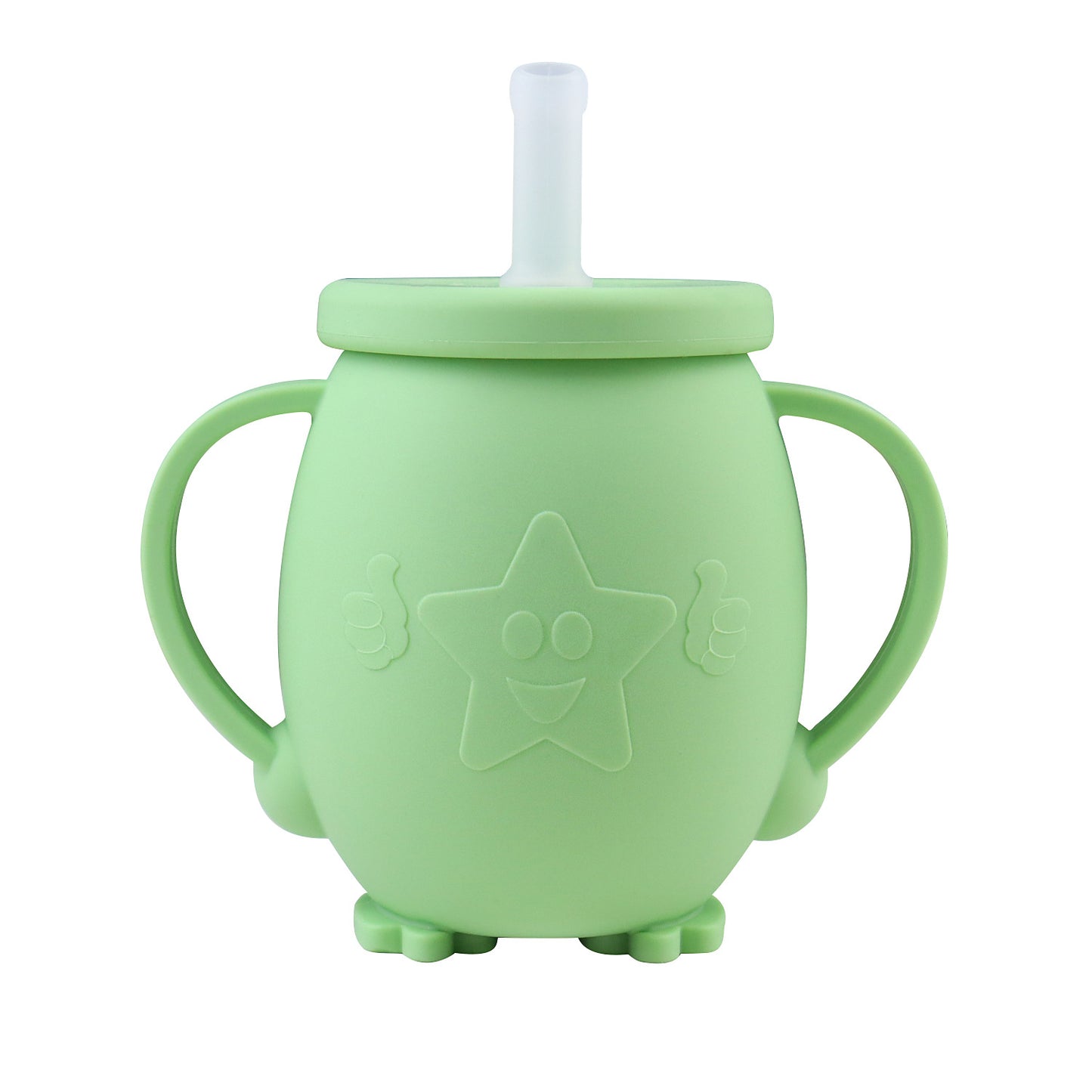 Silicone Baby Learning Drinking Cup with Straw and Lid