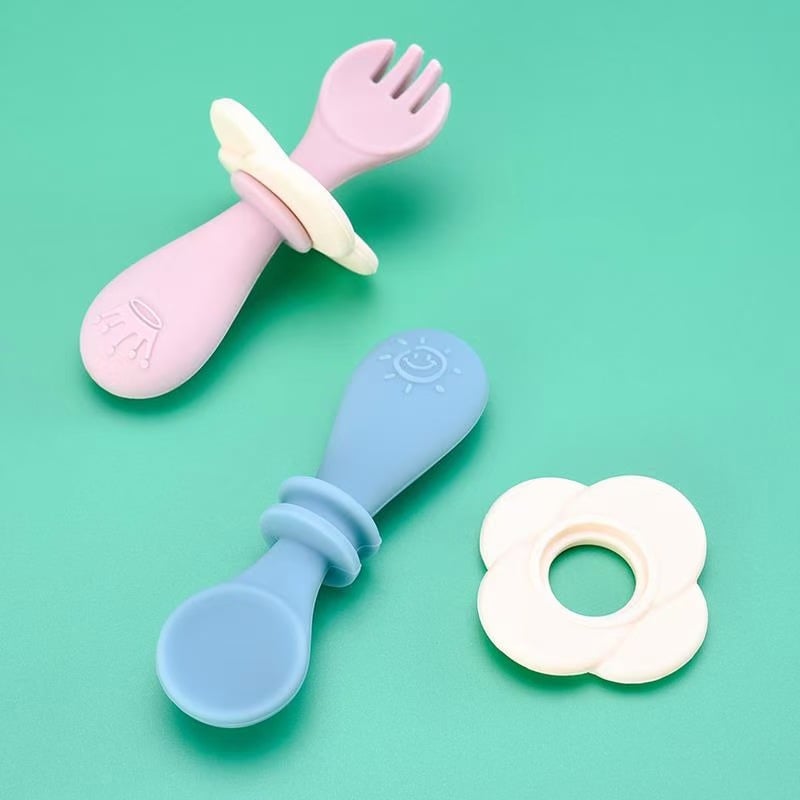 Children's Silicone Meal Feeding Fork and Spoon Set